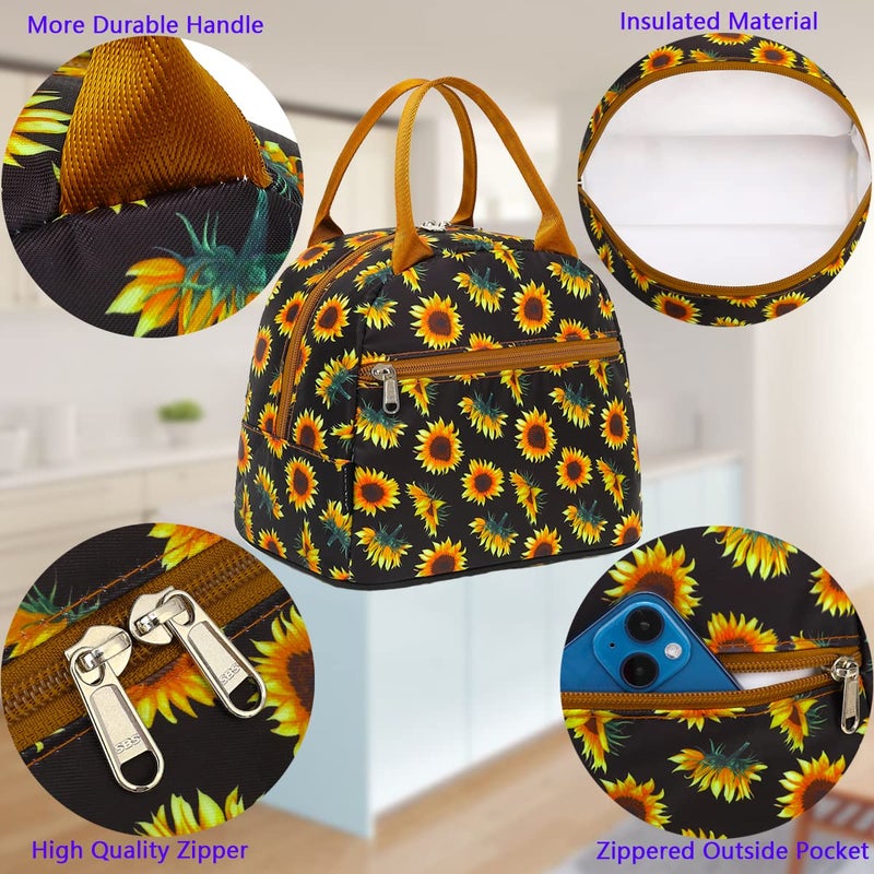 FlowFly Insulated Lunch Cooler Bag - Tote Bag Organizer for Women/Men, SunFlower - Image 4